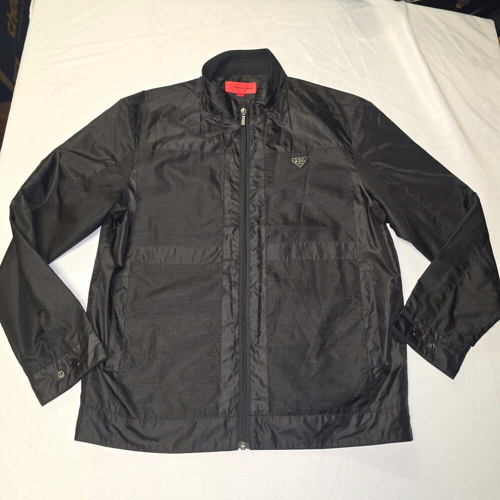 RARE Roberta di Camerino Italy Black Grid Full Zip Windbreaker Jacket